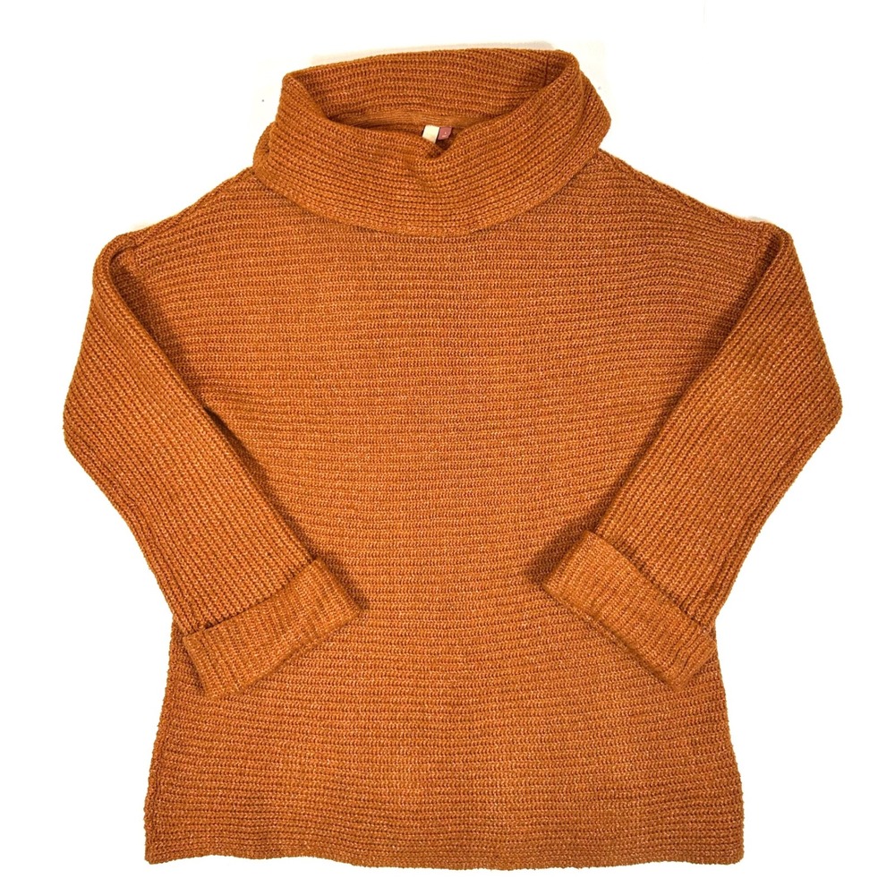 Pilcro Anthropologie Cowl Neck Ribbed Sweater Burnt Orange Oversized L